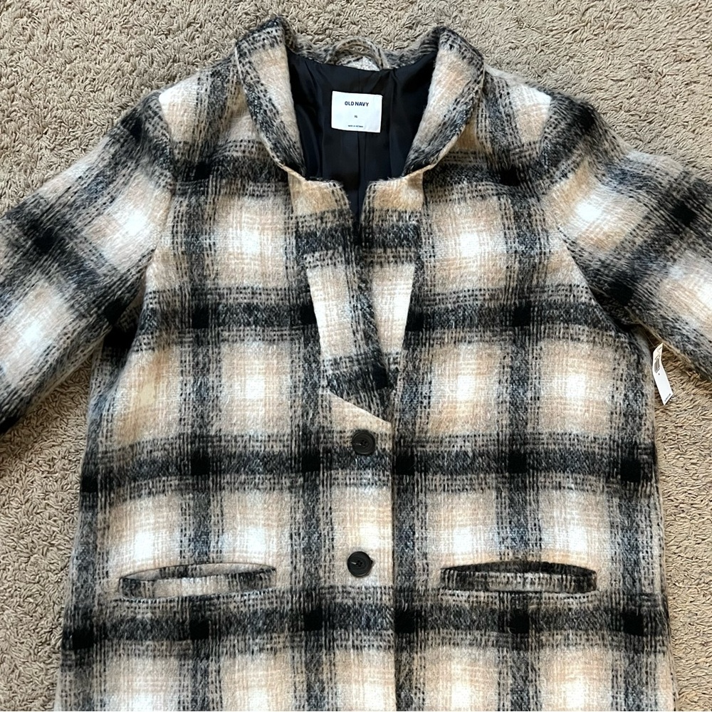 OLD NAVY Soft Brushed Plaid Coat - Picture 2 of 11